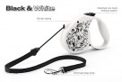 Фото - Рулетка-поводок Flexi Black&White Ornament S/M  (5 м; трос; до 20 кг)